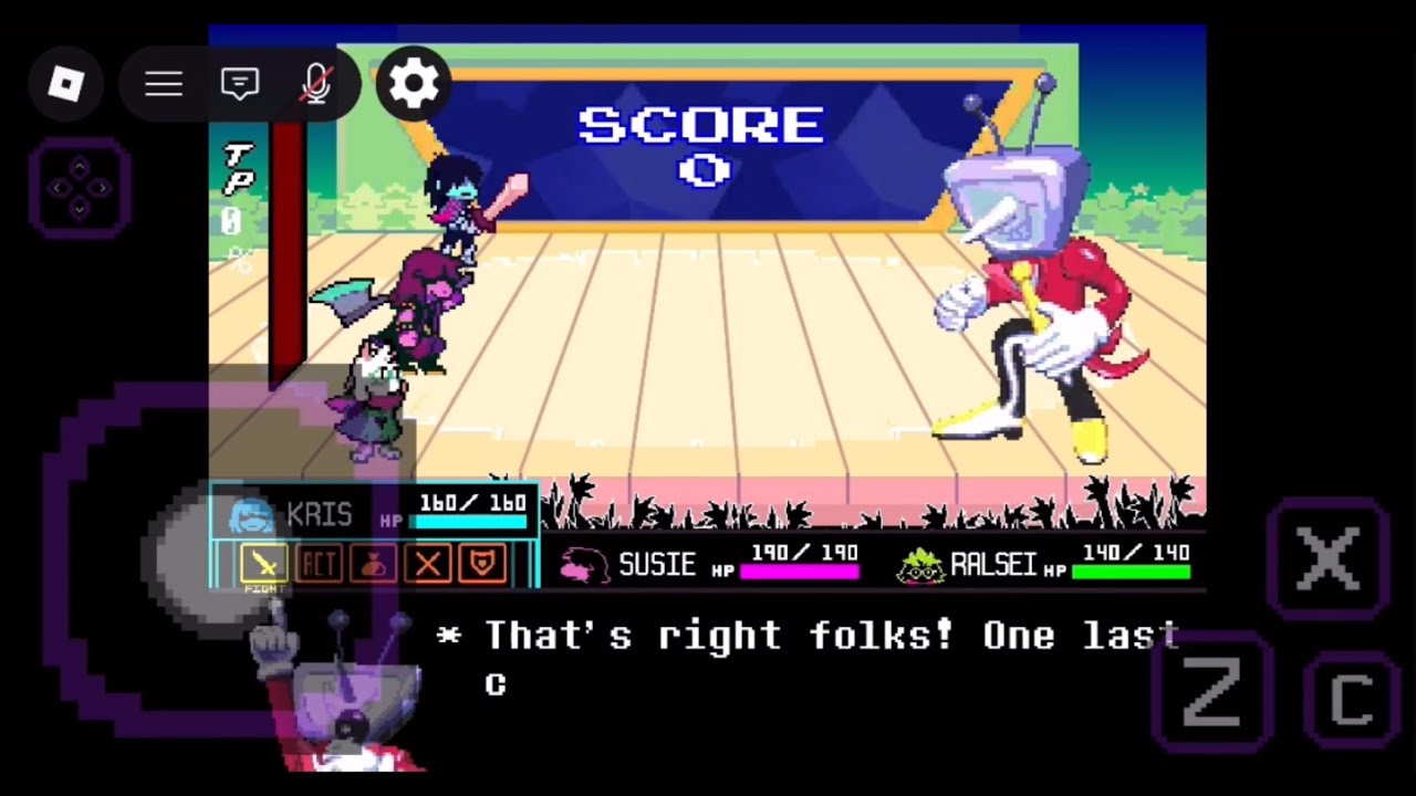 DELTARUNE Fight Tenna boss fight on a tennis-court arena