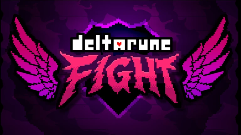 DELTARUNE Fight key art with the winged heart emblem and the FIGHT wordmark